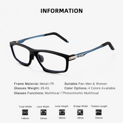 SPORTS OUTDOOR ALUMINUM MAGNESIUM ULTRA-LIGHT COLOR-CHANGING MULTI-FOCAL READING GLASSES